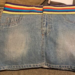 Final price drop, no lower - Alice & Olivia Denim mini skirt w/a colorful band